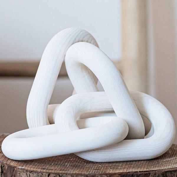 Unbranded Wood Chain Link Decor, White