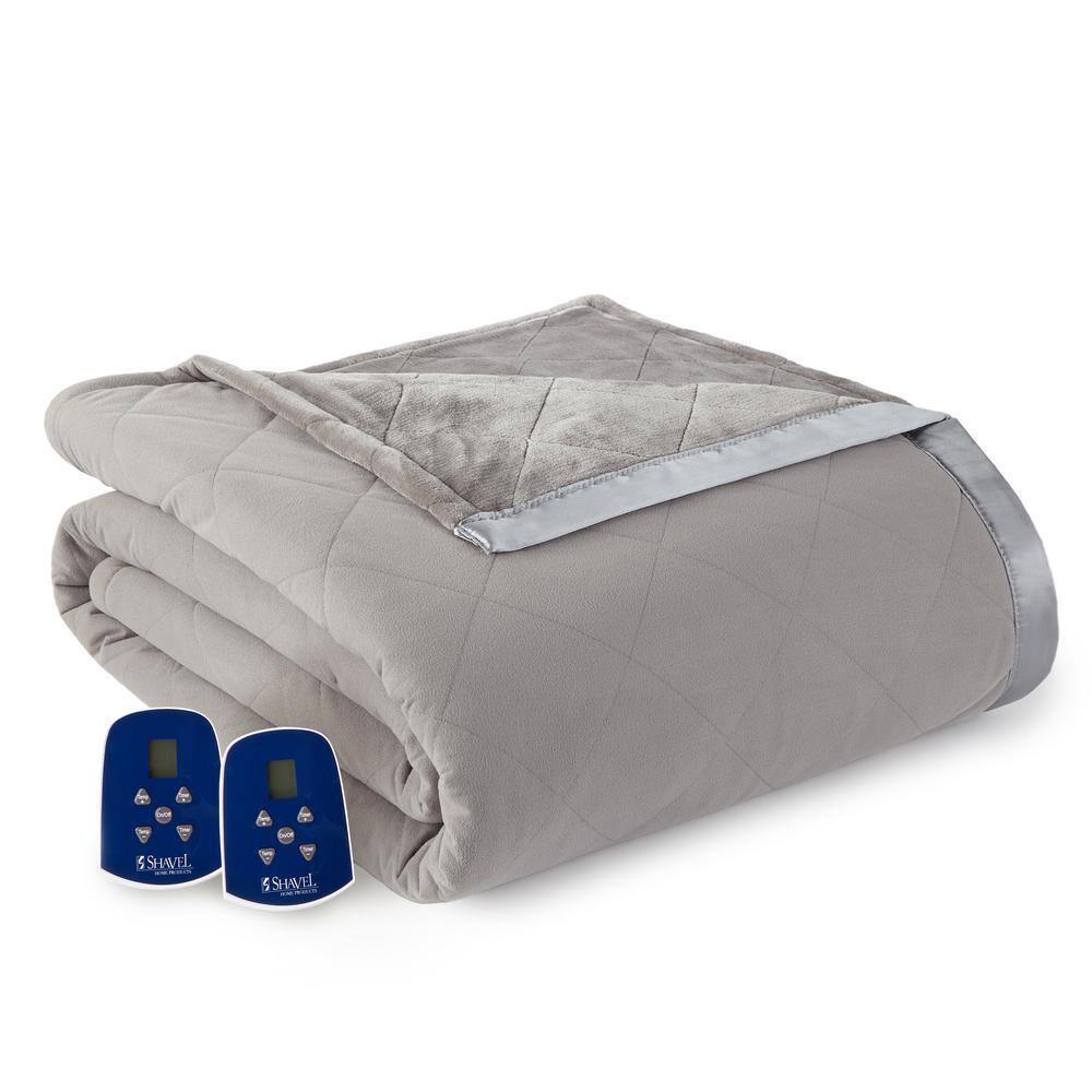 Micro Flannel Reverse to Ultra Velvet Queen Smoke Electric Comforter/Blanket  EBUVQNSMK - The Home Depot