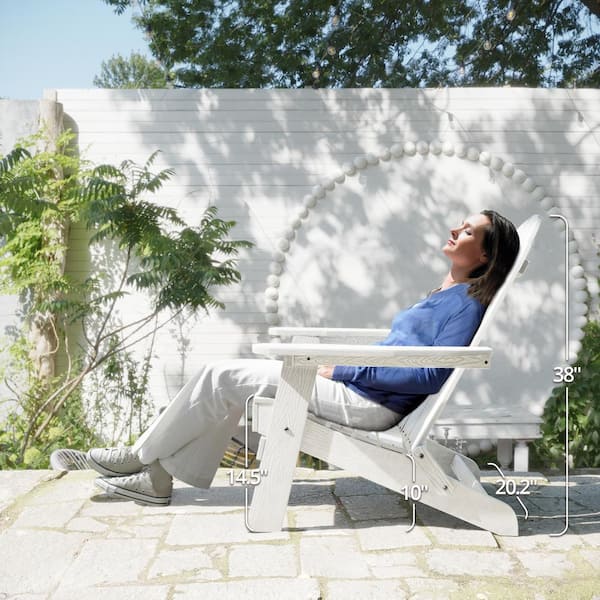 Miranda Folding White Recycled Plastic HIPS Outdoor Patio Adirondack Chair With Cup Holder For Firepit/Pool (Set of 2)