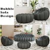 Magic Home 49 in. Bubble Couch, Armless Mesh Fabric Curved Memory Foam Lounge Chair Modern Lazy Floor Sofa in. Dark Gray for Office MH-133GY-1-SF