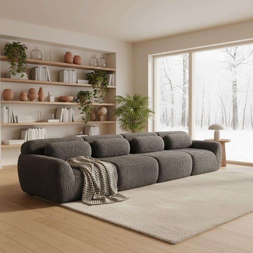 149 in. Modular 4-Piece Plush Modern Sectional Sofa with Pillow-Back and Deep Seats in Slate Gray price history on PriceWatchPro