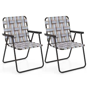2-Pieces Brown Metal Folding Beach Chair