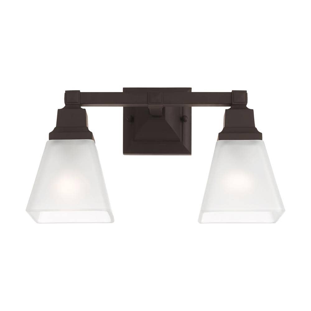 Polished Chrome 2-Light Vanity with Frosted Glass Shades