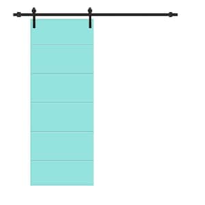 Modern Classic 24 in. x 96 in. Mint Green Stained Composite MDF Paneled Sliding Barn Door with Hardware Kit