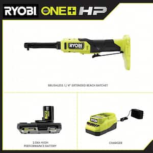 ONE+ 18V Brushless Cordless 1/4 in. Extended Reach Ratchet with (1) 2.0 Ah Battery and Charger