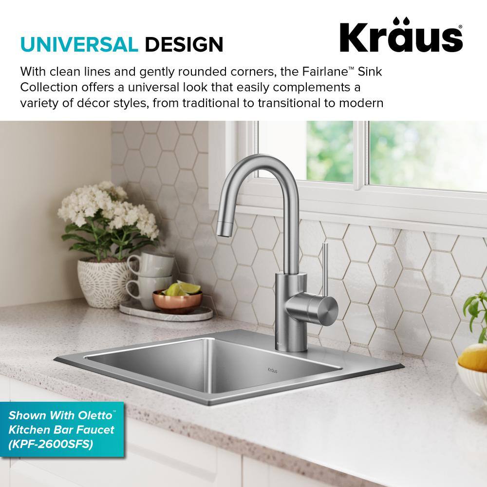 Fairlane 15-inch Stainless Steel Drop-In Single Bowl Kitchen Sink