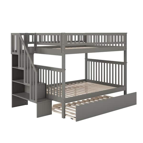 Atlantic Furniture Woodland Staircase, Full Over Queen Bunk Bed With Stairs And Trundle