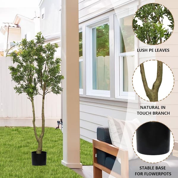 63 in. Artificial Curved Greenery Branch-Realistic Plastic Faux Plant for Indoor & Outdoor Garden & Door Decor