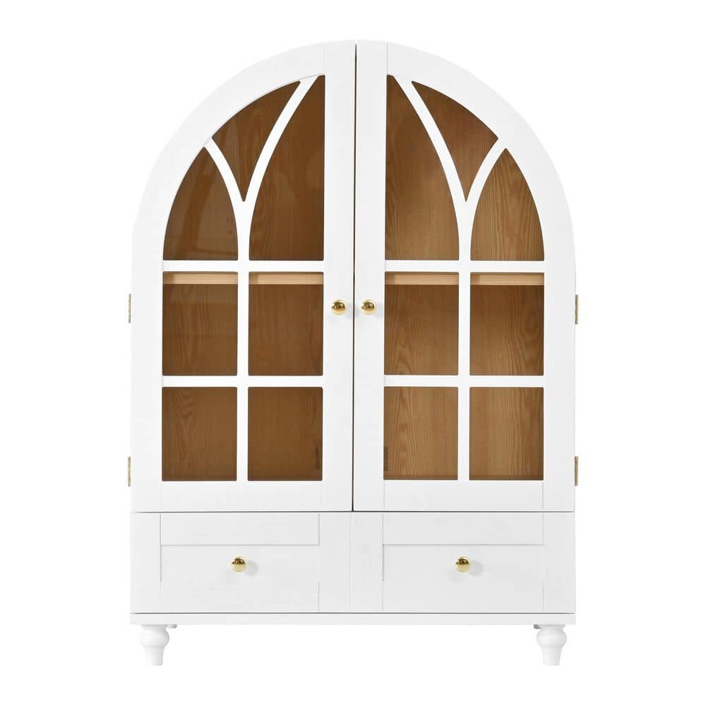 White 26 in. W x 36.6 in. H MDF Decorative Box Accent Cabinet with Tempered Glass Doors price history on PriceWatchPro