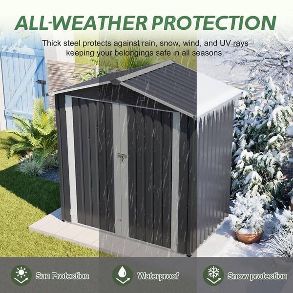 6 ft. W x 4 ft. D Metal Outdoor Storage Shed w/ Lockable Doors