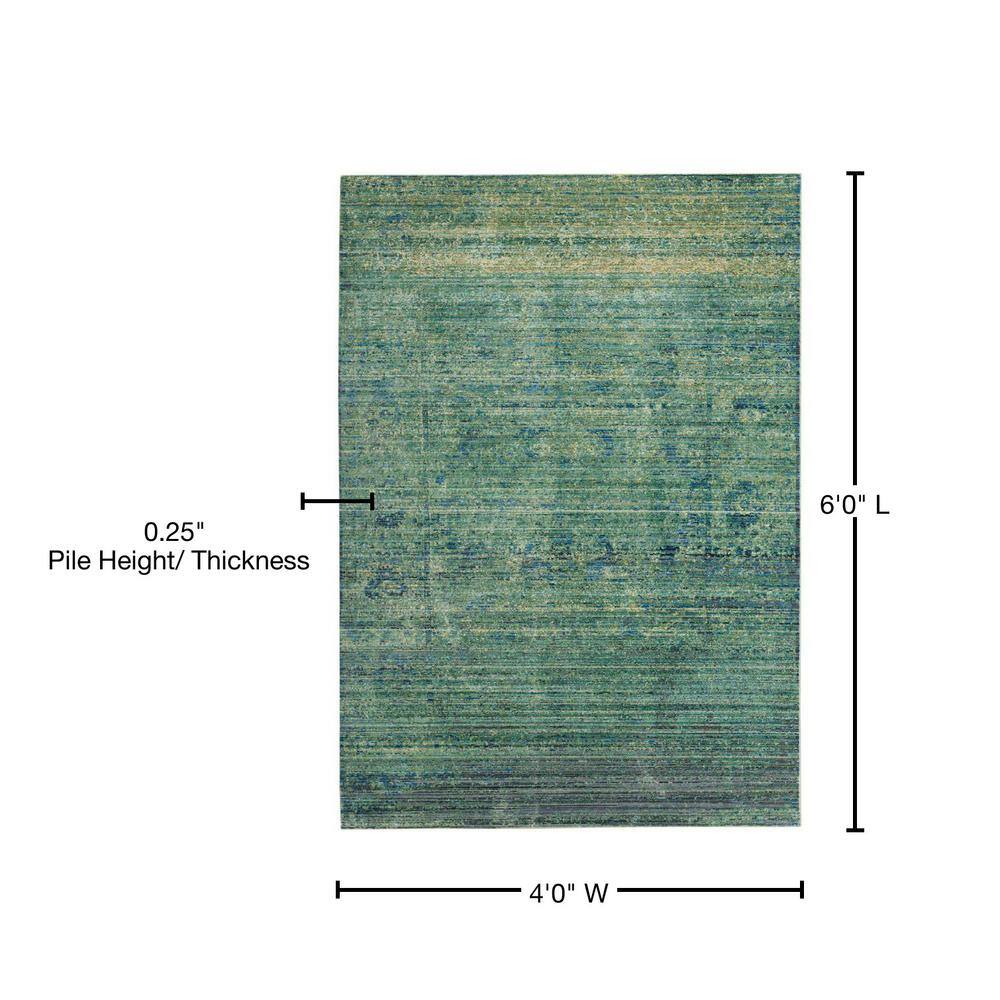 Lush Green Abstract 4' x 6' Hand-Knotted Wool Blend Area Rug