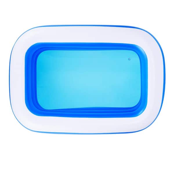 82.6 in. x 55 in. x 25.5 in. Blue Rectangle Inflatable Swimming Pool Above Ground Kiddle Pool for Kids and Babies