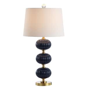 Carter 29.7 in. Navy Glass LED Table Lamp
