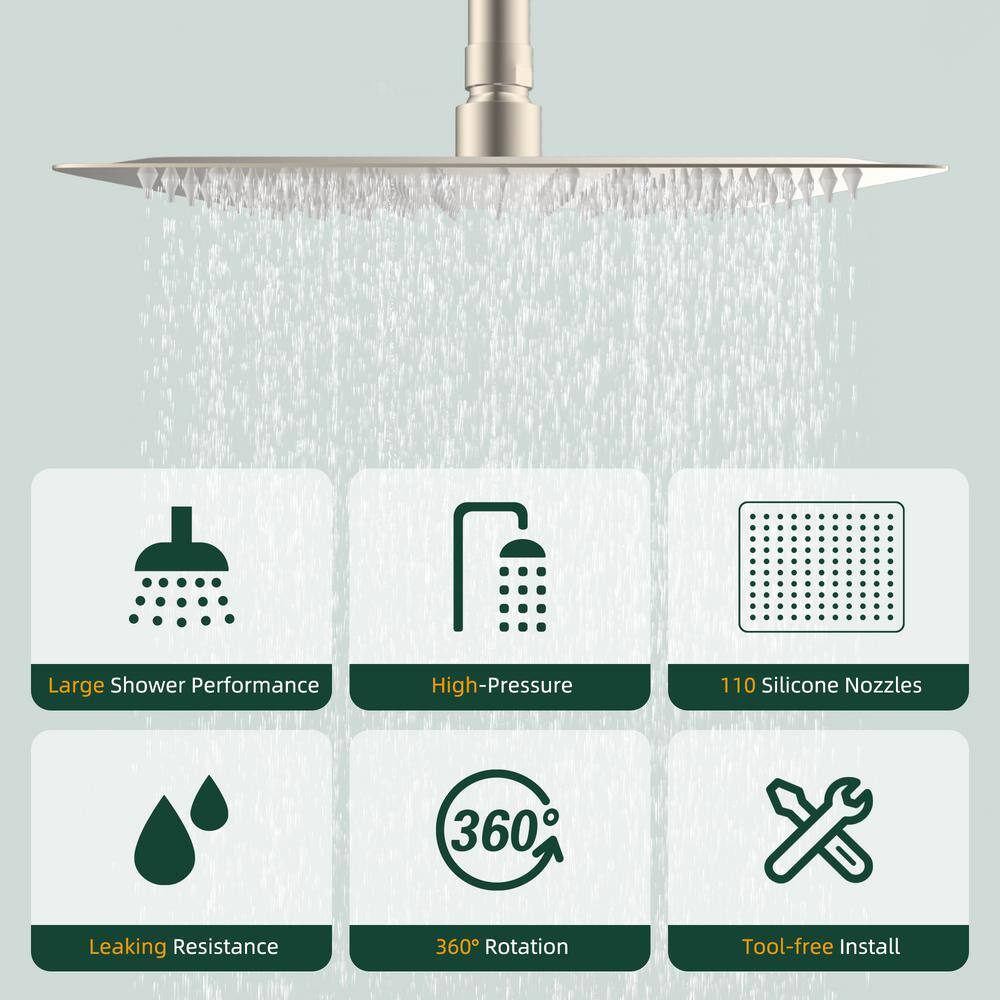 Brushed Nickel Dual Rainfall and Handheld Shower Head Combo