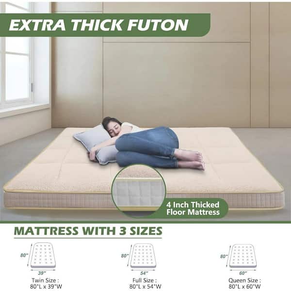 BOZTIY Japanese Floor Mattress 4 in, Polyester Fill Tatami Mat Sleeping Pad  Foldable Roll Up Mattress, Queen, Gray I1327138-GY-QUEEN@1 - The Home Depot