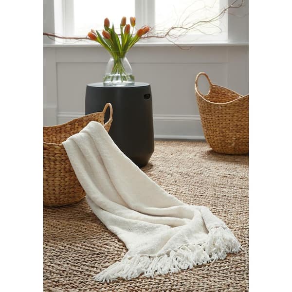 Tamish Beige Solid Polyester Throw Blanket (Set of 3)