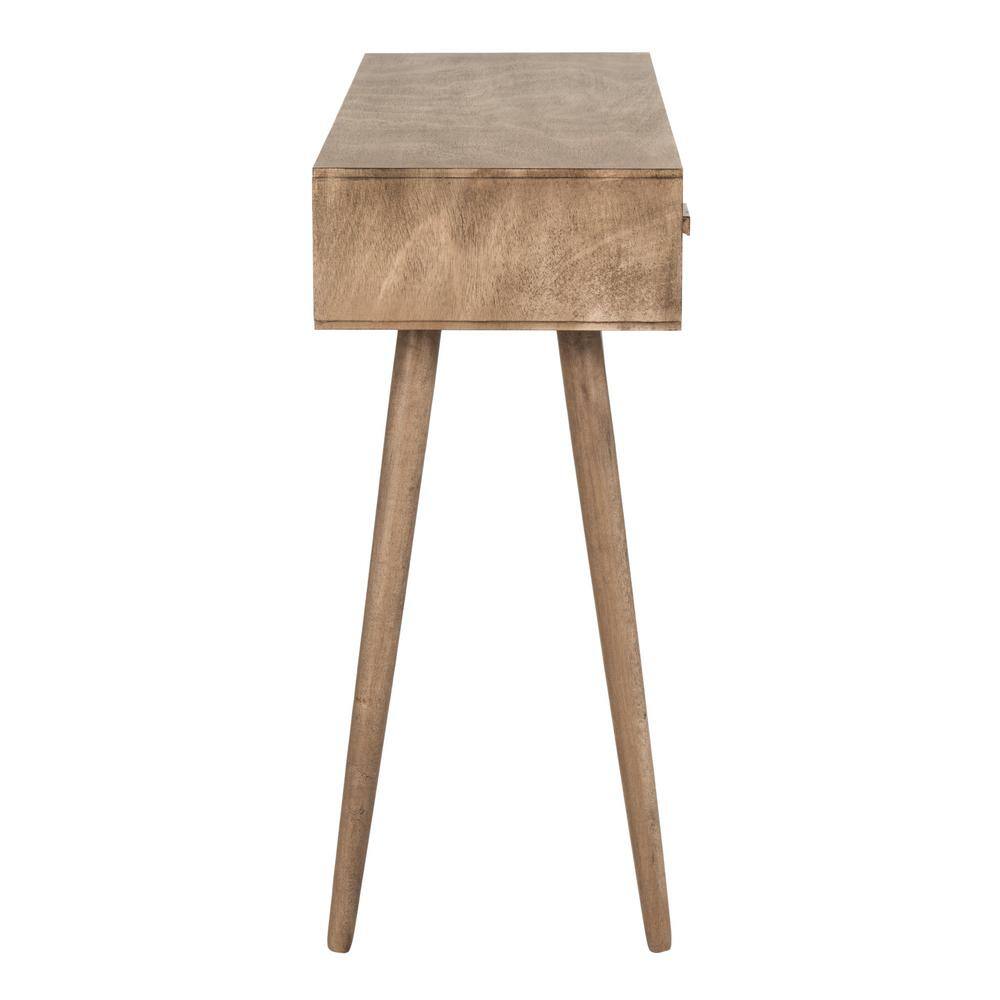 Desert Brown Mid-Century Wood Console Table with Storage