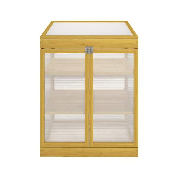 29.53 in. W x 20.10 in. D x 37.80 in. H Mini Outdoor Wooden Cold Frame Greenhouse Cabinet with 2-Tier