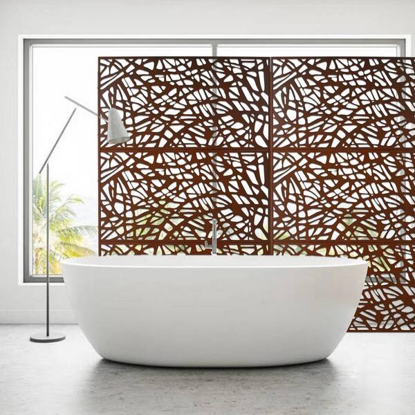新品FENCE OF DEFENSE REUNITED&STARTINGOVER 76 in. H x 48 in. W Freestanding Metal Privacy Screen in Rusty