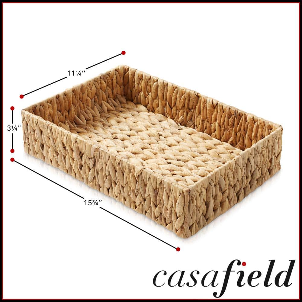Natural Seagrass Rectangular Storage Baskets Set of 2