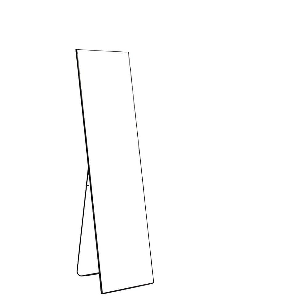 Black 15 in. W x 59 in. H Rectangular Aluminum Alloy Frame Full Length Mirr