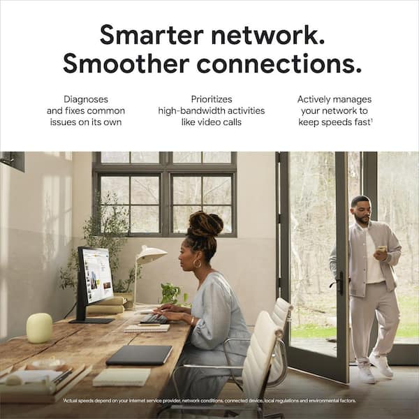 Google Nest Wifi - Mesh Router AC2200 and 1 Point with Google Assistant - 2  Pack - Mist GA01426-US - The Home Depot