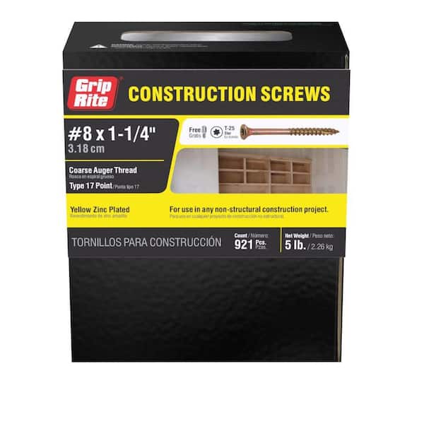 Grip-Rite #8 x 1-1/4 in. Star Drive Bugle-Head Construction Screw (5 lbs./Box)