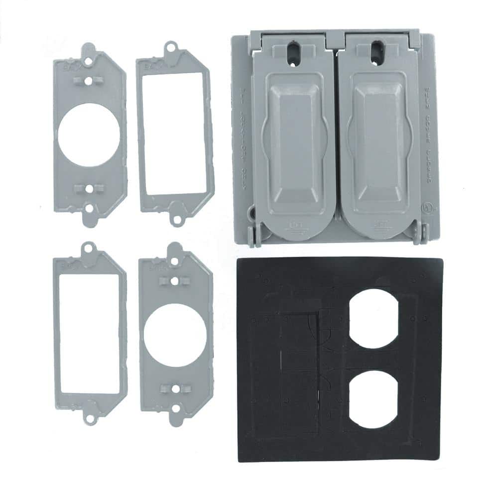 Gray Aluminum 2-Gang Weatherproof Cover with Lid