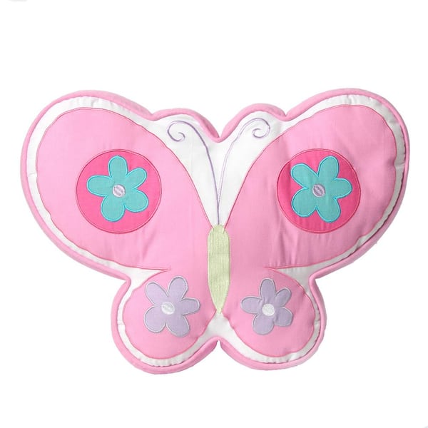 Cozy Line Home Fashions Multi-Colored Cotton Floral Butterfly Bloom Tulip Daisy Embroidery 18 in. x 14 in. x 4 in. Decor Throw Pillow (Set of 1)