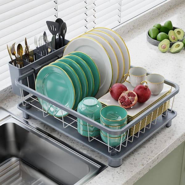 Anqtovp x Dish Rack with Drainboard and Removable