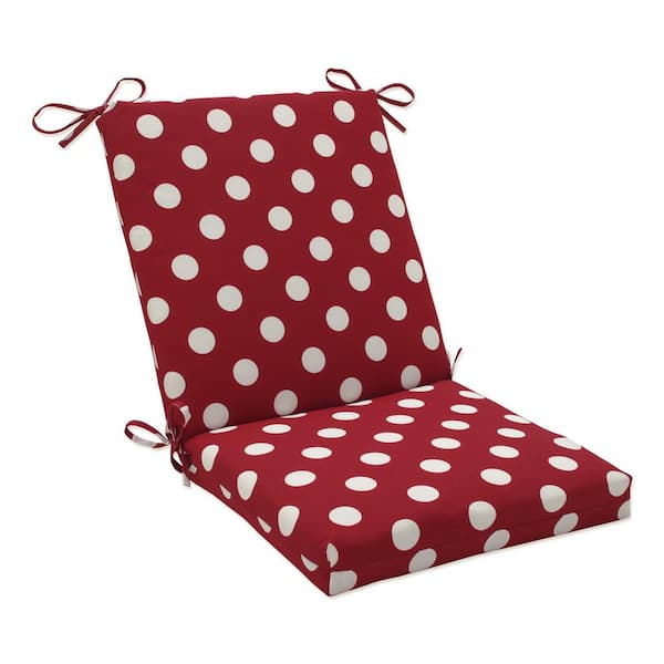 Pillow Perfect Polka Dot Outdoor/Indoor 18 in. W x 3 in. H Deep Seat, 1-Piece Chair Cushion and Square Corners in Red/White Polka Dot