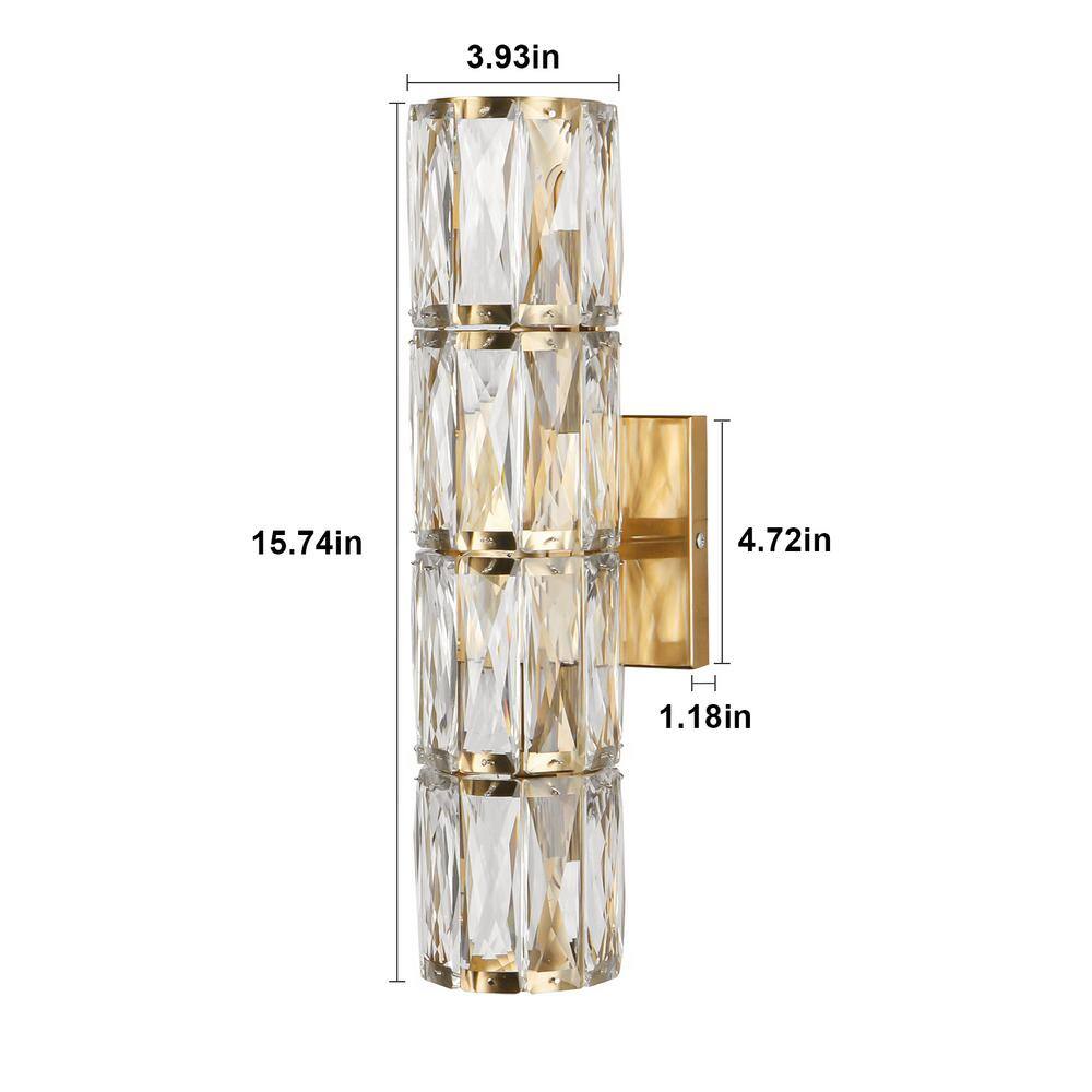 Modern Gold Crystal Glass Cylinder Wall Sconce