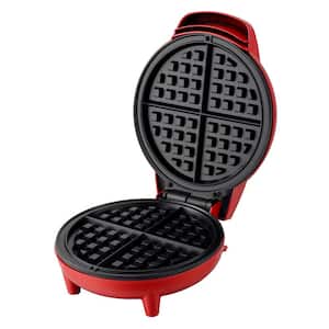 750 watts Single Waffle Red Belgian Round Waffle Maker in less then 5-minutes