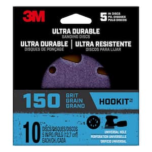 5 in. 150-Grit Ultra Durable Power Sanding Discs with Universal Hole (10-Discs/Pack)