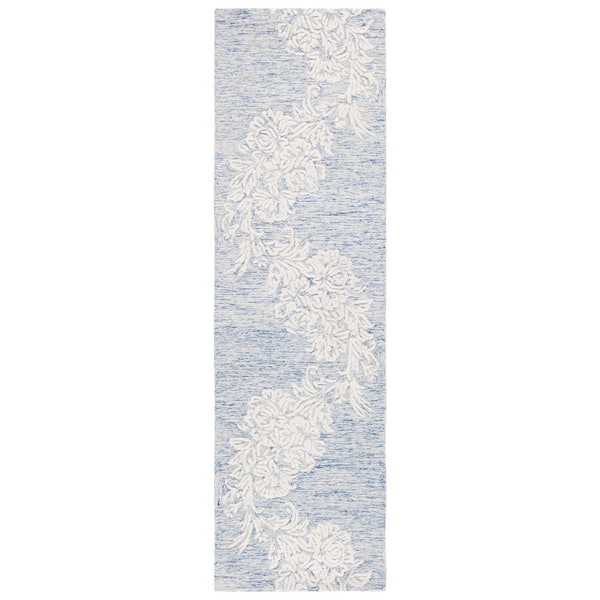 Jardin 2 ft. x 8 ft. Blue/Ivory Oversized Floral Runner Rug