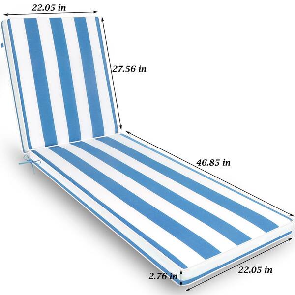 Blue White 22 x 74 Outdoor Lounge Chair Cushion Replacement