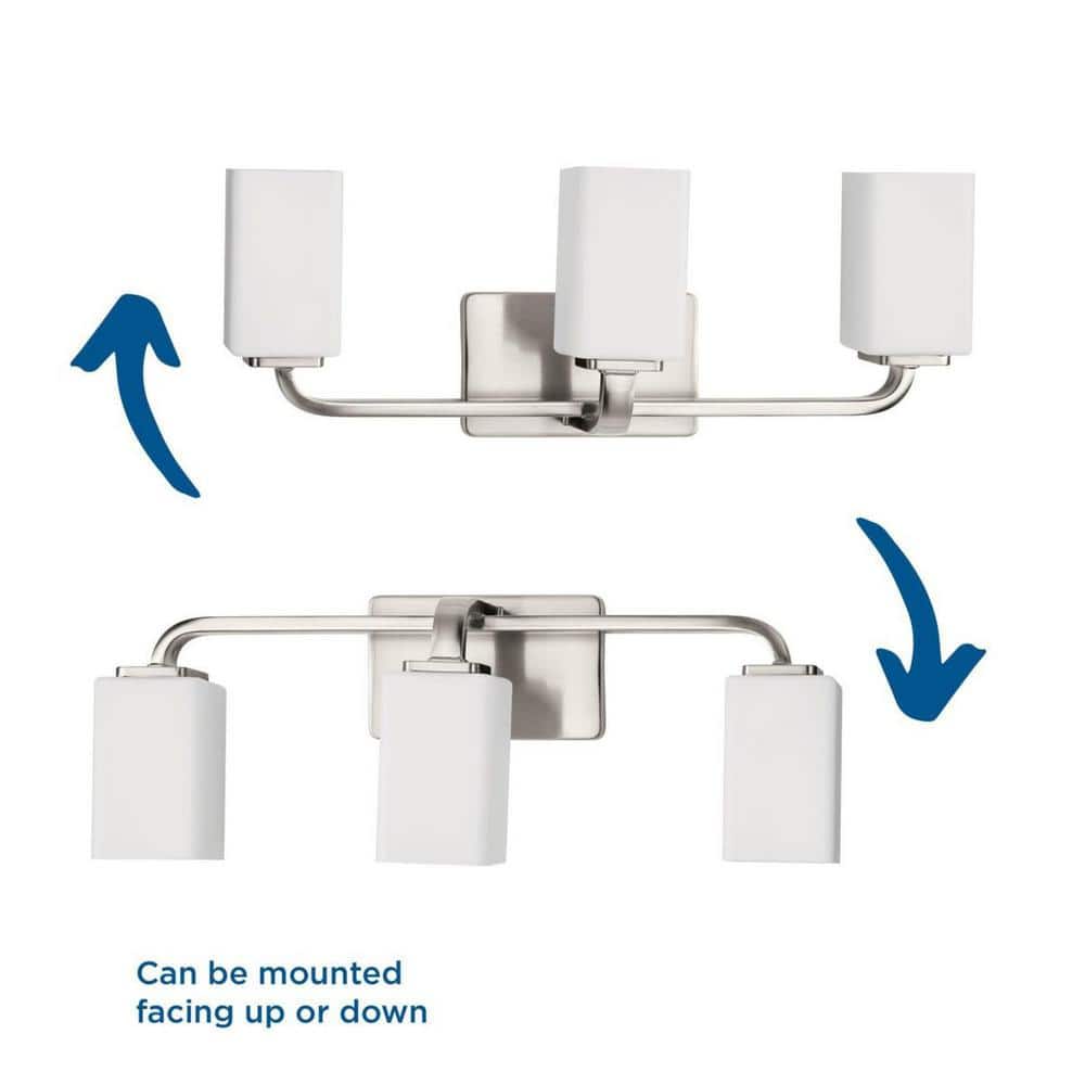 Cowan 3-Light Brushed Nickel Wall Light with Etched Opal Glass