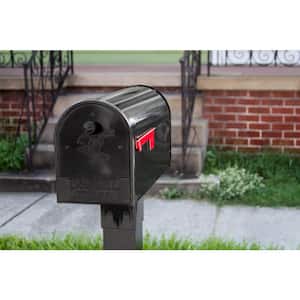 Outback Double Door, Black, Large, Steel, Post Mount Mailbox