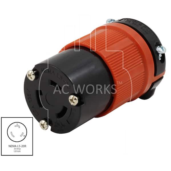AC WORKS NEMA L5-20R 20A 125V 3-Prong Locking Female Connector