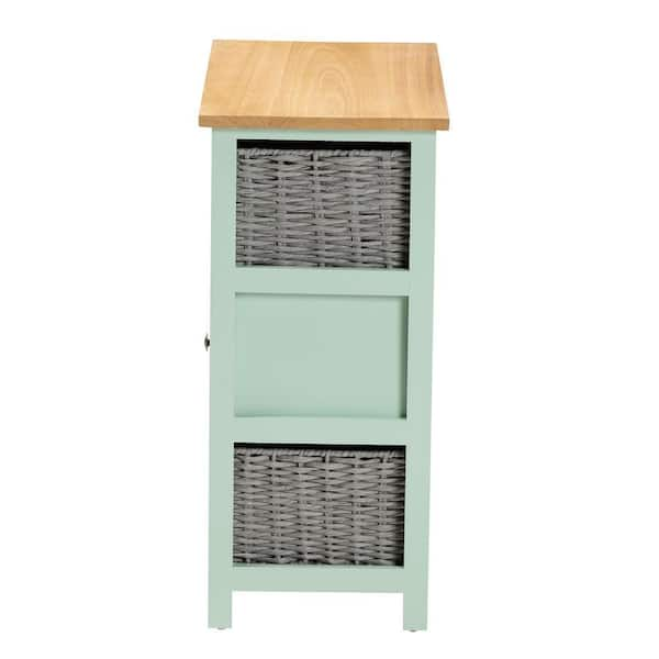 Valtina 25 1/4W Mint Green 3-Drawer Storage Unit w/ Baskets