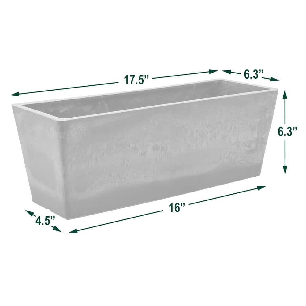 Eco-Friendly PSW Composite Rectangular Planter - Silver, 17.5"