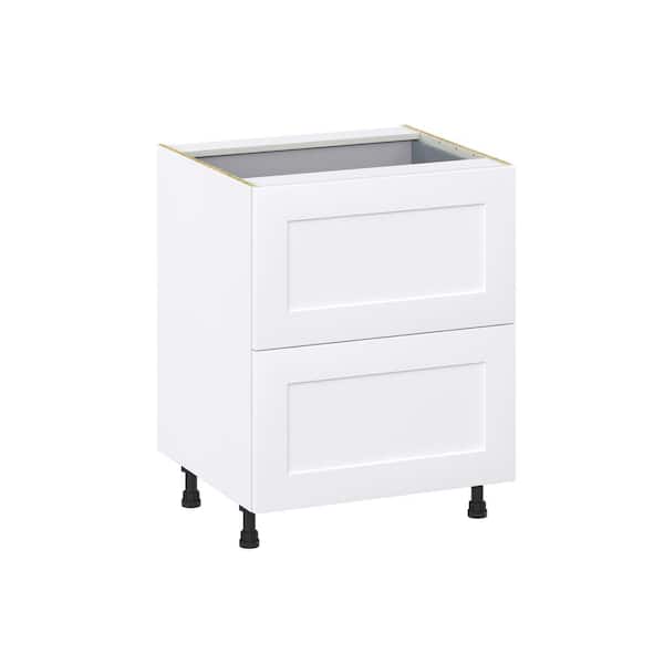 J COLLECTION Wallace Painted Warm White Shaker Assembled Base Kitchen Cabinet with 3-Drawers 27 in. W x 34.5 in. H x 24 in. D