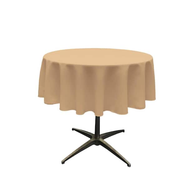 LA Linen Polyester Poplin Khaki 51 in. Round Tablecloth