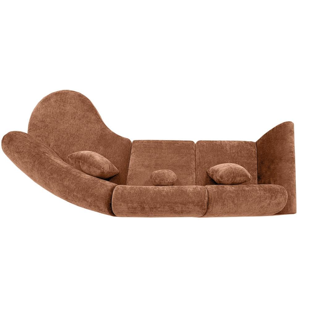 140 in. Curved 3-piece Fabric Sectional Sofa with Chaise Lounge in Orange durable construction price history on PriceWatchPro