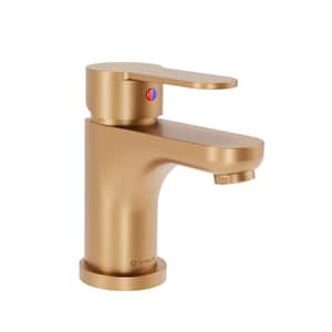 Identity Single-Handle Single-Hole Bathroom Faucet with Push Pop Drain in Brushed Bronze