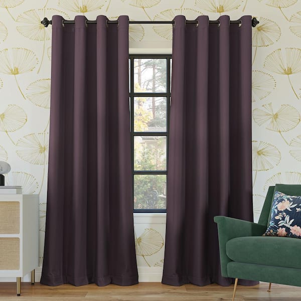 Sun Zero Oslo Theater Grade Fig Polyester Solid 52 in. W x 54 in. L Thermal Grommet Blackout Curtain