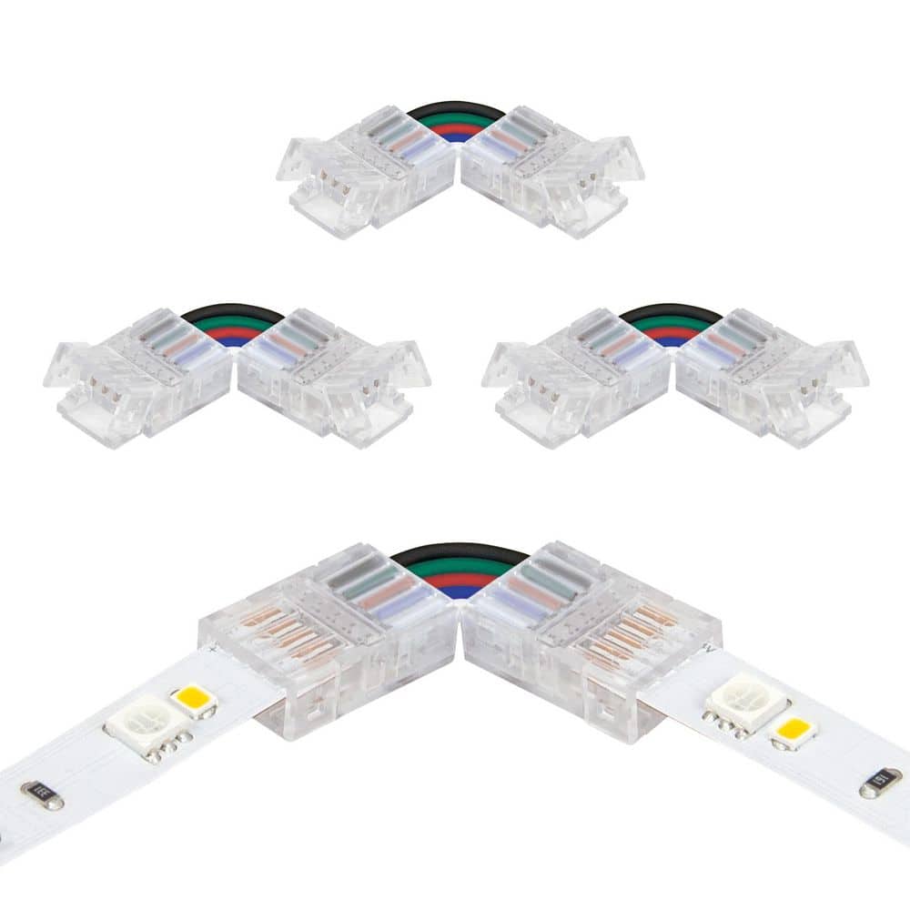 Armacost Lighting SureLock Pro 5 Pin Tape to Tape RGB LED Strip Light Corner Connector Cord 4-Pack