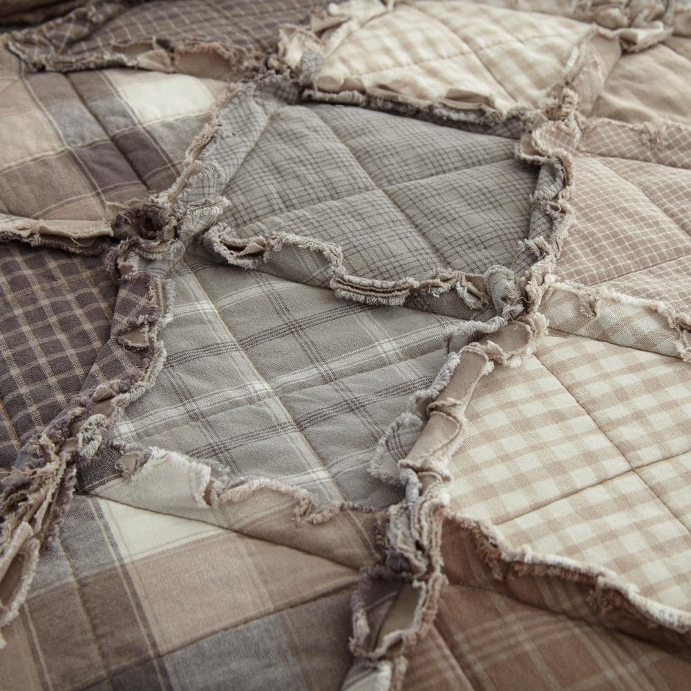 Organic Gray Cotton King Quilt Set - Reversible & Machine Washable
