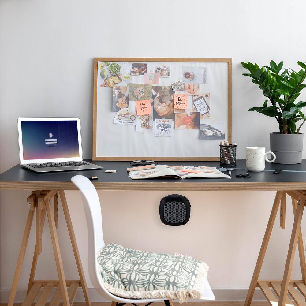 Black Wall-Mount Electric Mini Heater with Thermostat