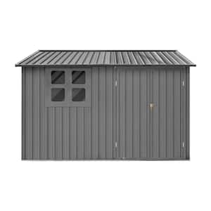 6 ft. W x 8 ft. D Metal Garden Sheds Outdoor Storage Sheds with Window, Grey, 48 sq. ft.